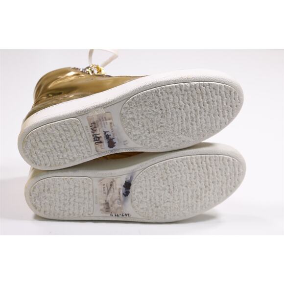 Robin's Jeans Hi Top Gold Zipper Leather Sneakers Eu 43 - US 10 - Picture 9 of 13